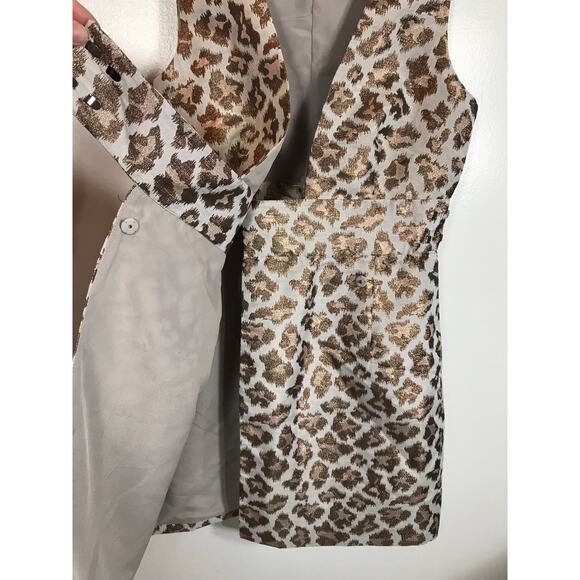 Camila Coelho Valentina Metallic Gold Leopard Wrap Cocktail Mini Dress Revolve - Picture 8 of 9